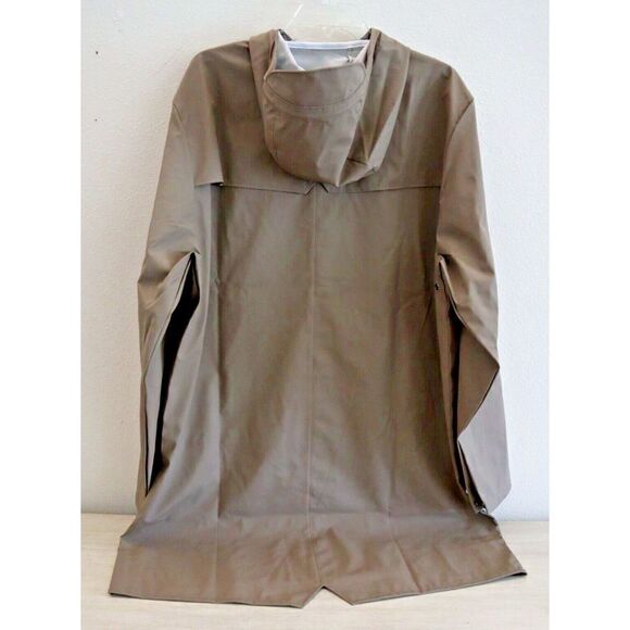 RAINS 12020 Unisex Sz XL Taupe Long Waterproof Jacket - Picture 2 of 8